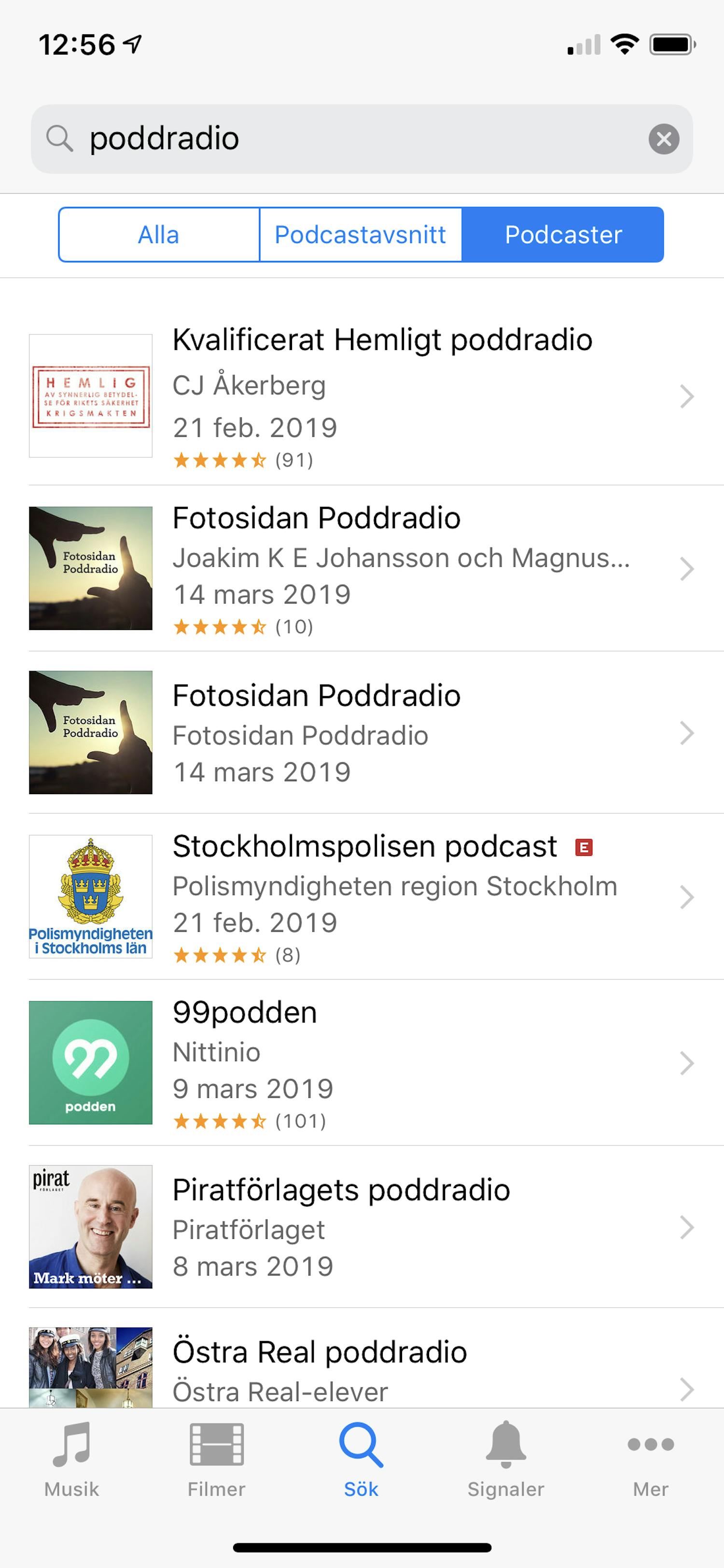 poddar med iPhone iTunes